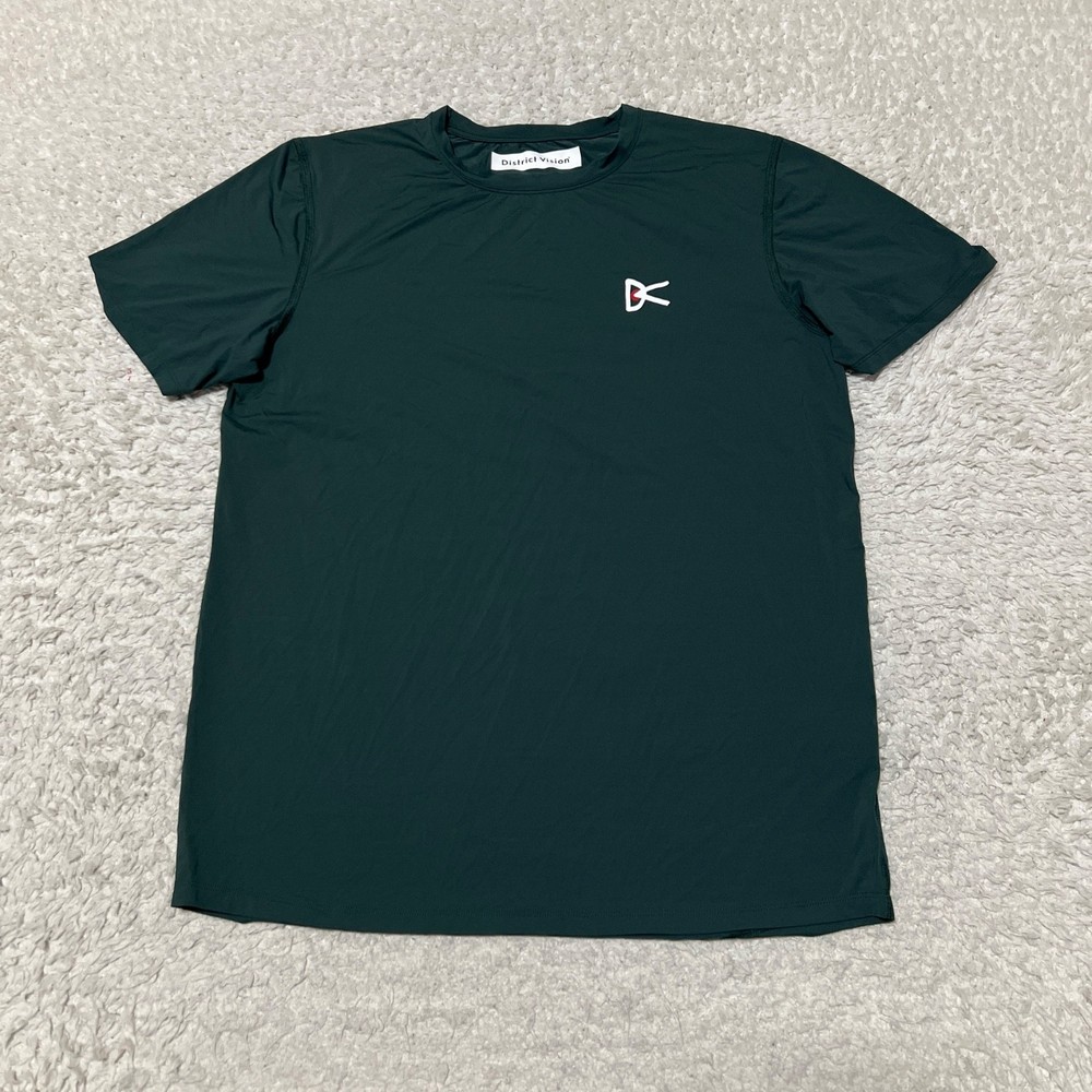 District Vision Shirt Men Small Green Short Sleeve Running Outdoors Casual