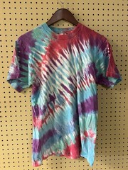 Vintage Medium Tie Dye Blank T-Shirt Fruit Of The Loom Single Stitch Rainbow USA