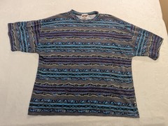 Vintage AOP Surf T-Shirt Pattern XL Boxy 80s 90s Bolt Streetwear Skater Blue