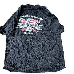 Union Line UA Local 333 Plumbers Pipefitters Skull Pocket Tee Black XXL