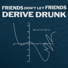 Don’t Drink and Derive T Shirt Funny Math Teacher Hilarious Drinking Graph Tee