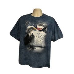 The Mountain US Flag Eagle Patriotic Gray Tie Dye Graphic T-Shirt Large Stretch