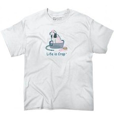 Life Is Crap Funny Dog Lover Pets Bath Time Womens or Mens Crewneck T Shirt Tee