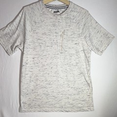 Lake & Trail Men’s Heathered White/Gray Crew Neck Zip Pocket T-Shirt L