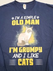 Grumpy Cat T Shirt 2XL Im A Simple Old Man Long Sleeve Grandpacore Cotton