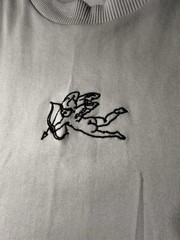 ASOS DESIGN Off White Ribbed Tank Top Cherub Cupid Embroidered Graphic Mens M