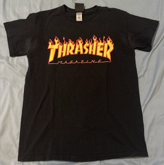 Thrasher Flame Logo Black Men’s Crew Neck Short Sleeve Graphic T-Shirt S