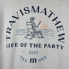 Travis Mathew Men’s Life Of The Party Sunset Skeleton T-Shirt Gray Size XL