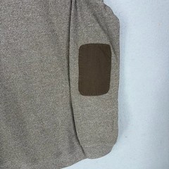 John Varvatos USA Henley Mens Large Brown Marled Waffle Knit Elbow Patch Casual