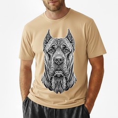 Cane Corso T-Shirt Line Art Dog Portrait Mastiff Lover Graphic Tee Shirt S-5XL