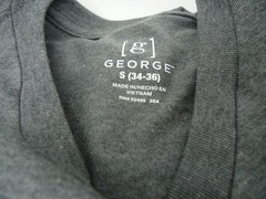 6 Pack George Gray Beige Blue Men’s S 34-36 Crew T-Shirts Moisture Wicking (HB)