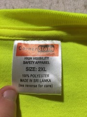 Corner Stone High Visibility T Shirt Mens 2XL Yellow Short Sleeve Crew Neck