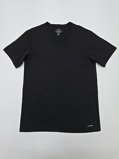 Calvin Klein Men’s Black Logo V-Neck T-Shirt Size LG Regular