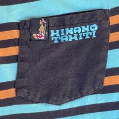 Hinano Tahiti Shirt L Black Striped Beer Surf Hawaii Pocket Waimea Pipeline 2952