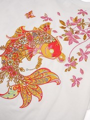 Niepce Men’s Floral Koi Fish Embroidery Tee Japanese Streetwear T-Shirt