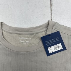 Croft & Barrow Shirt Mens Large Beige Easy Care Tagless Striped Crewneck Tee