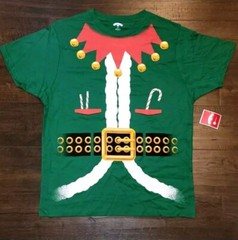 Holiday Time Christmas Graphic T-Shirt Green ELF Crew Neck Sz XL New NWOT