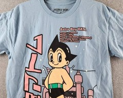Astro Boy Kanji Graphic Print Tee Men’s S Light Blue Multi Crewneck Short Sleeve