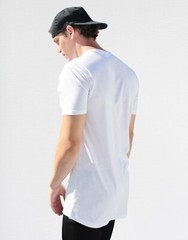 Mens Longline T Shirt with Dipped Hem Casual Short Sleeve Round Neck Cotton Tee