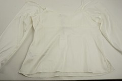 New WAYF Women Size M Ivory Satin Cold Shoulder Long Sleeve Spaghetti V-Neck Top