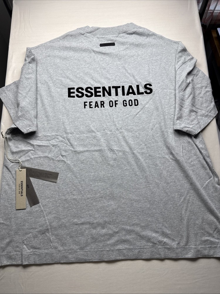 ESSENTIALS Fear of God Gray Jersey Logo Crew Neck T-Shirt OVERSIZED LARGE