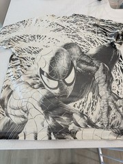 KITH Marvel Spider-Man Graphic Print Crew Neck Short Sleeve T-Shirt Cream/Gray L