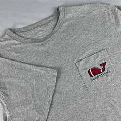 Vineyard Vines Mens Football Whale Pocket T Shirt XL Short Sleeve Heather Gray