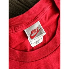 Vtg Nike 80s 90s Red Graphic Tough Kick Butt T Shirt L Single Stitch Made in USA