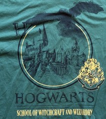 Harry Potter Hogwarts Graphic Print Green T-Shirt L Crew Neck Short Sleeve