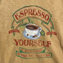 Lucky Brand Shirt Mens XL Yellow Heather “Espresso Yourself” Coffee Crew Neck
