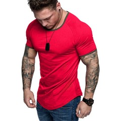 Men Short Sleeve Tops T-shirt Baggy Fit Sport Gym Muscle Tee Workout Training