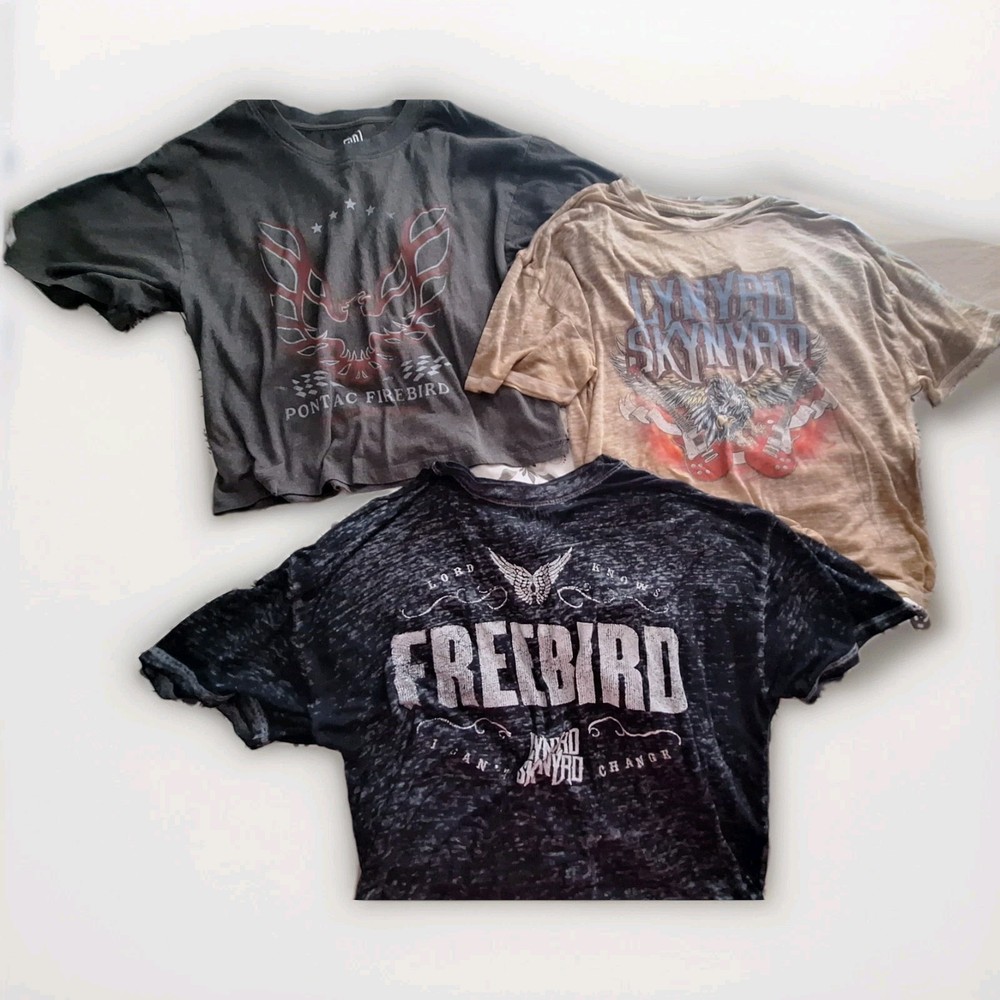 Lynyrd Skynyrd Freebird Graphic Crop Tops Lot of 3 Unisex S/M Cotton Crew