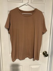 Men’s Brown Solid Crew Neck Short Sleeve Knit Stretch T-Shirt 2XL Regular