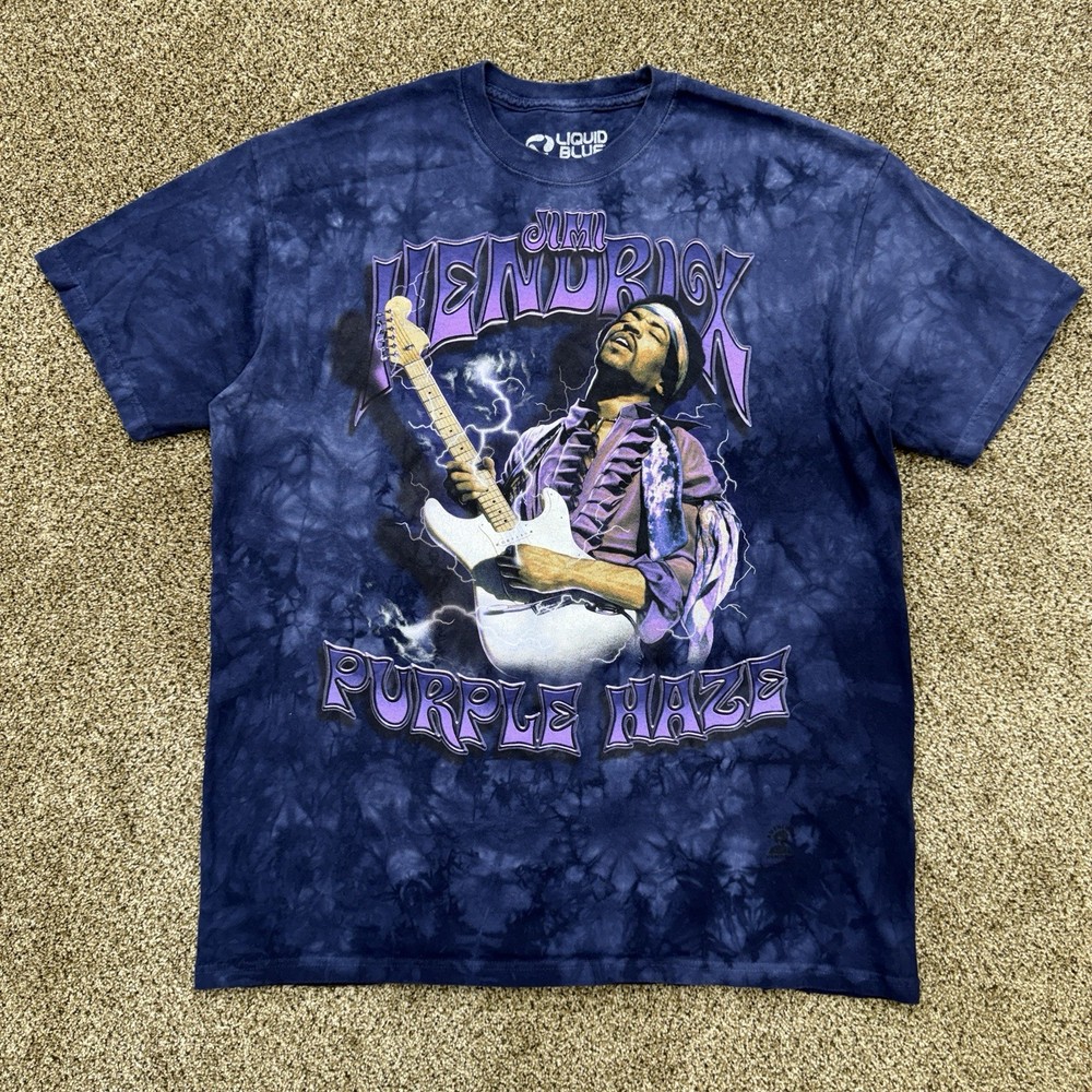 Men’s Liquid Blue T-Shirt XL Jimi Hendrix 60s Psych Rock Guitar Legend Blues