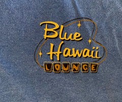 CRAZY SHIRTS Retro Blue Hawaii Lounge Cotton Tee S Tiki Hula Girl Hawaiian