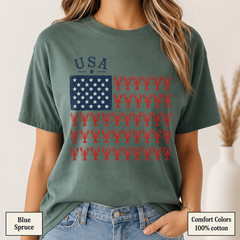 Patriotic Lobster Flag Shirt, Coastal USA Comfort Colors Fourth of July Tee