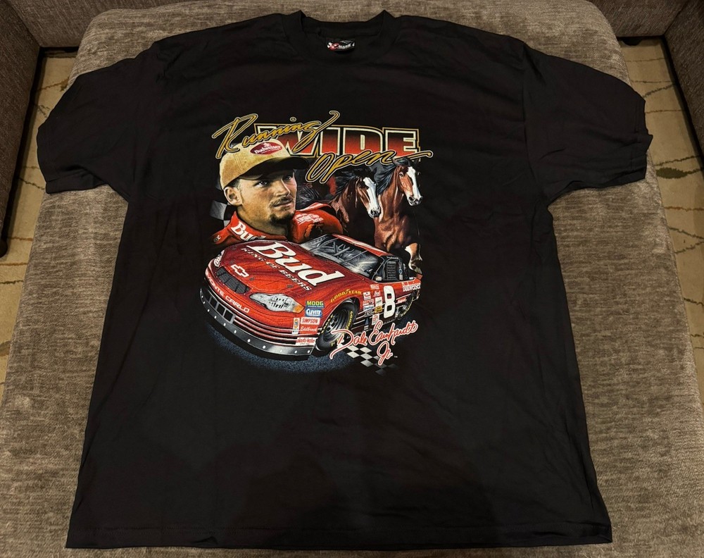 Vtg 2000 NASCAR DALE EARNHARDT JR. #8 RUNNING WIDE OPEN Budweiser Tshirt Sz XL