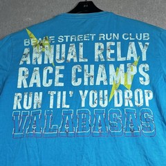 Valabasas Crew Neck T-Shirt Mens Size XXL Blue 100 Miles & Running Short Sleeve