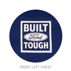 Ford Truck T-Shirt – Navy Blue “Built Ford Tough” Vintage Dealer Scene
