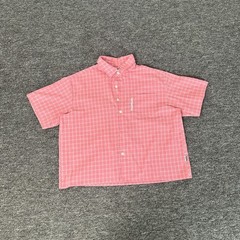 Mertra letter-printed checked shirt – loose-fitting casual short-sleeved shirt