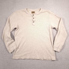The Foundry Supply Co Henley Shirt Mens LT Beige Thermal Long Sleeve Knit