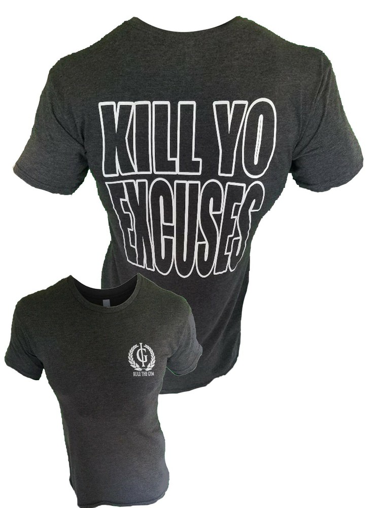 Iron Gods Kill Yo Excuses Long Body T-Shirt Workout Apparel Strong Gym Gear