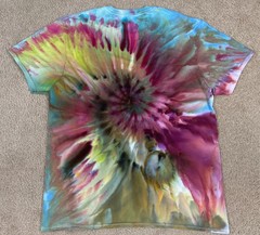 Handmade Ice Tie Dye T-Shirt Large Mens Womens Soft Cotton Green Plum Spiral
