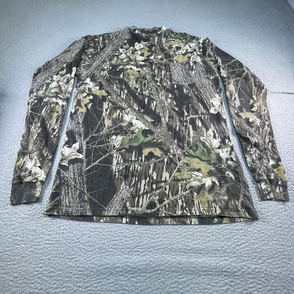 Vintage Mossy Oak Shirt Mens XLT Woodland Camo Hunting Long Sleeve Nature Y2K