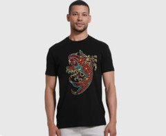 New Fashion Diamond Fish Rhinestones Short Sleeve Luxury Men Black White T-Shirt