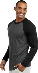 Cottonbell Men’s Full Length Sleeve Raglan Cotton Baseball T Shirt (S/ BLK/C.GR)