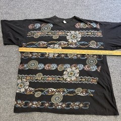 VTG 2XL Unisex Adult T Shirt Black Art Deco Ornate Floral Intricate Boho USA