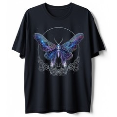 Galaxy Constellation Moth T-Shirt Celestial Butterfly Witchy Space Gift Tee