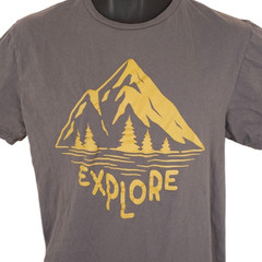 Explore T Shirt Mens Size Medium Gray Hiking Nature Outdoors
