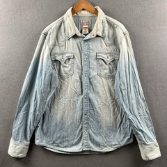 Vintage True Religion Denim Shirt Mens XXL Rolling Bones Jake Western Pearl Snap